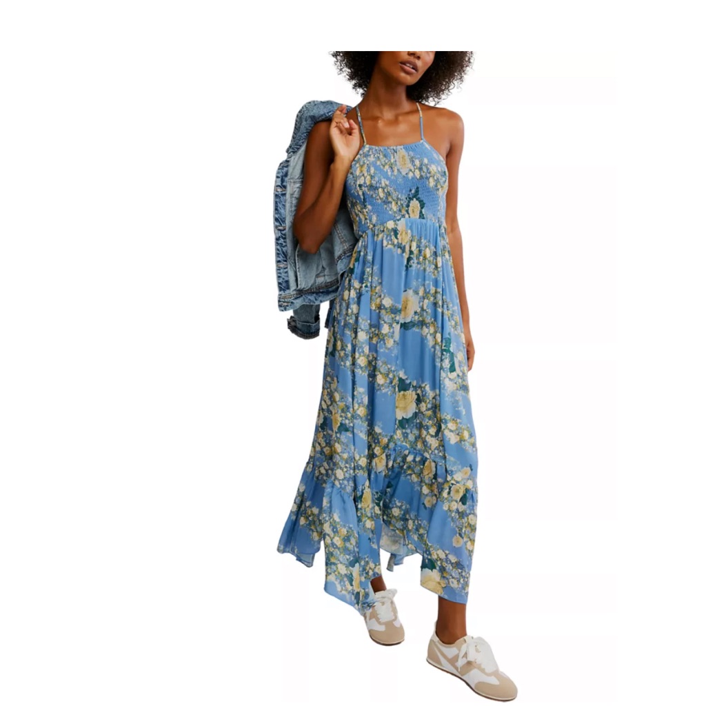 Free People Heat Wave Printed Maxi In Color Allue Blue Combo